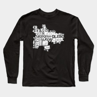 Glasgow City Map With Text Long Sleeve T-Shirt